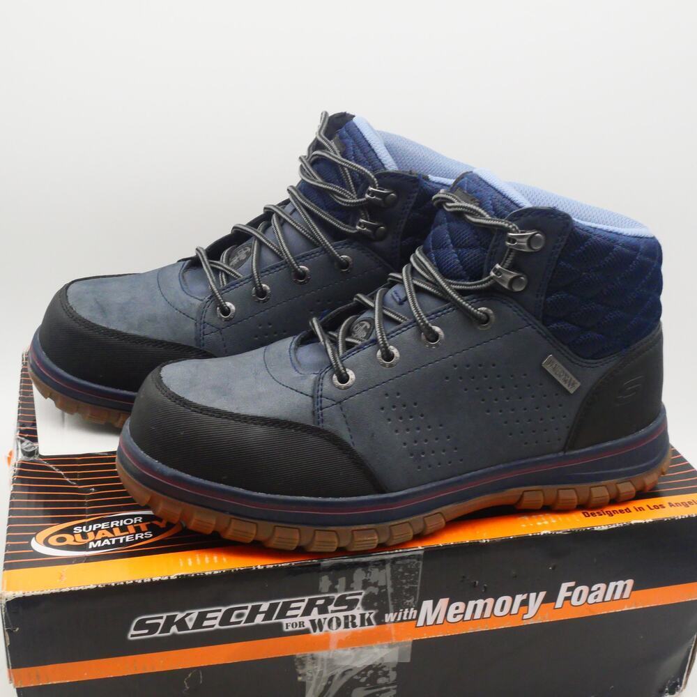 NEW Skechers Mccoll Composite Toe Safety Boots Women's 8 Navy Black Waterproof - Picture 2 of 11